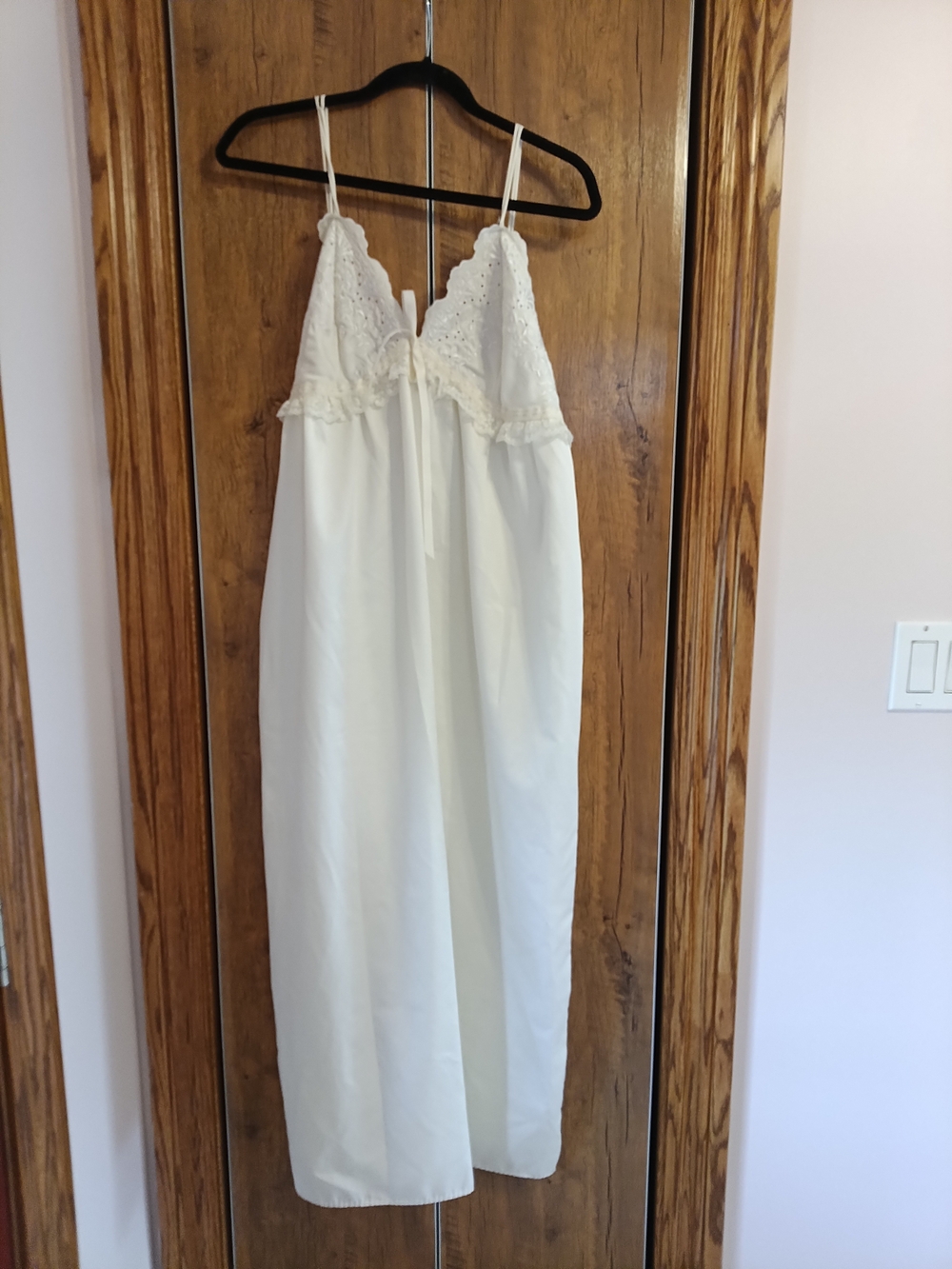 Ashley Taylor Cream Lace-Trim Long Slip Dress